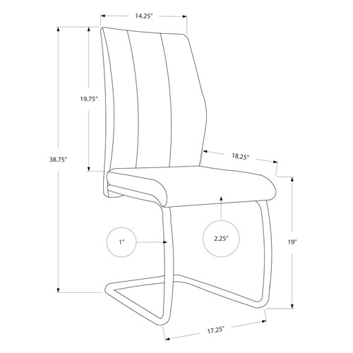 Chaise de salle à manger contemporaine en similicuir avec pattes en U - Ensemble de 2 - Blanc/Argent