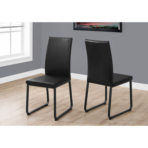 Contemporary Faux Leather Dining Chair - Set of 2 - Black