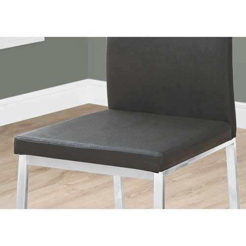 Chaise de salle à manger contemporaine en similicuir - Ensemble de 2 - Gris/Argenté