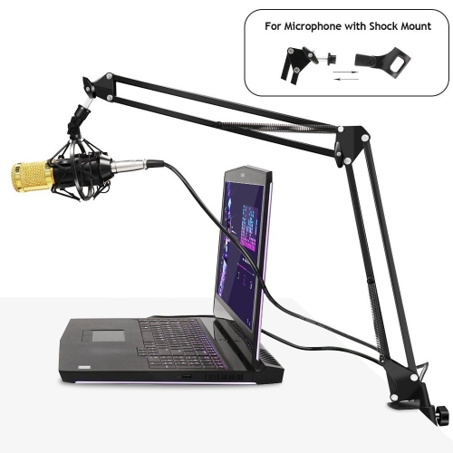 Studio Microphone Stand, Professional Broadcast Suspension Boom Scissor Arm