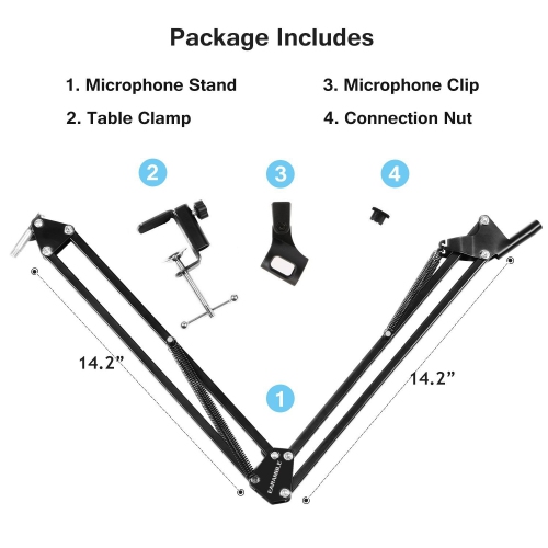 Studio Microphone Stand, Professional Broadcast Suspension Boom Scissor Arm