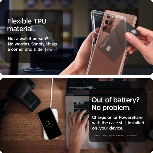 Le liquide de cristal Spigen fonctionne avec un étui pour Galaxy Note20 de Samsung - transparent