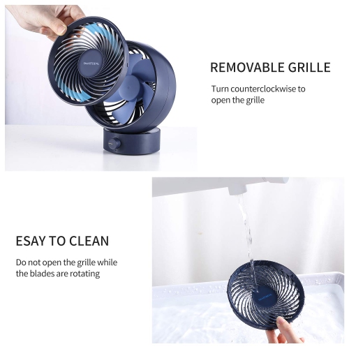 Ventilateur de bureau USB, petit ventilateur de table personnel avec vent fort, petit ventilateur de bureau portatif silencieux