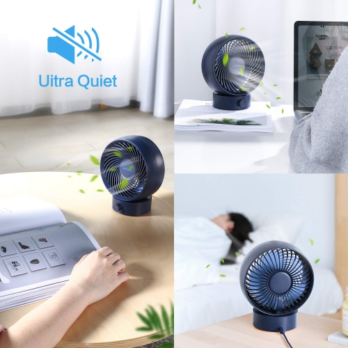 Ventilateur de bureau USB, petit ventilateur de table personnel avec vent fort, petit ventilateur de bureau portatif silencieux