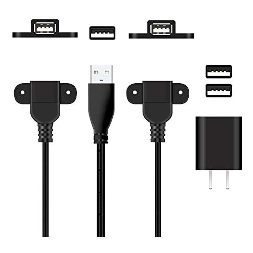 Usb 2 0 Male To Dual Female Charging Extension Cable Furniture Nightstand Usb Charging Port Panel Mount Cable Best Buy Canada