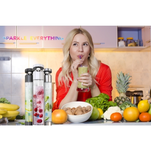 Drinkpod FIZZpod Soda Maker - Fizzy Drink Machine with 3 PET Bottles, 3 Caps, 1 Carbonator Cap and Manual - Make Homemade Sparkle Water, Juice,