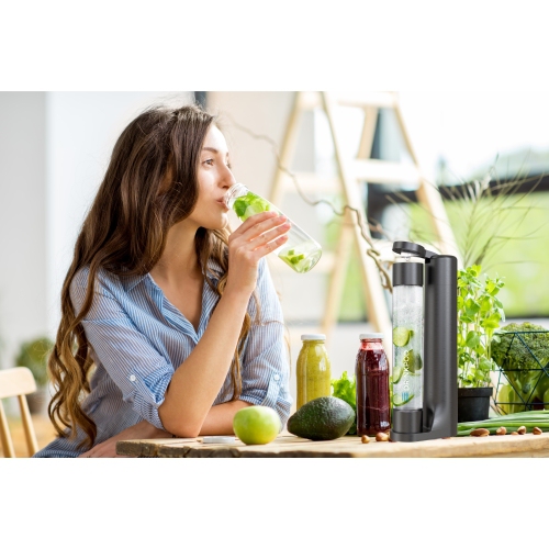 Drinkpod FIZZpod Soda Maker - Fizzy Drink Machine with 3 PET Bottles, 3 Caps, 1 Carbonator Cap and Manual - Make Homemade Sparkle Water, Juice,