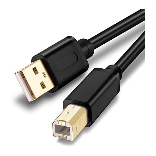 JELLY DIRECT  Printer Cable 10Ft, Black Color USB Printer Cable USB 2.0 Type A Male to B Male Scanner Cord High Speed for Brother, HP