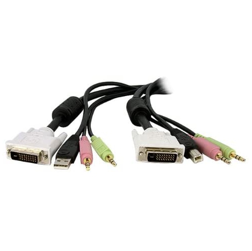 StarTech 10 ft / 3m 4-in-1 USB Dual Link DVI-D KVM Switch Cable w/Audio & Microphone