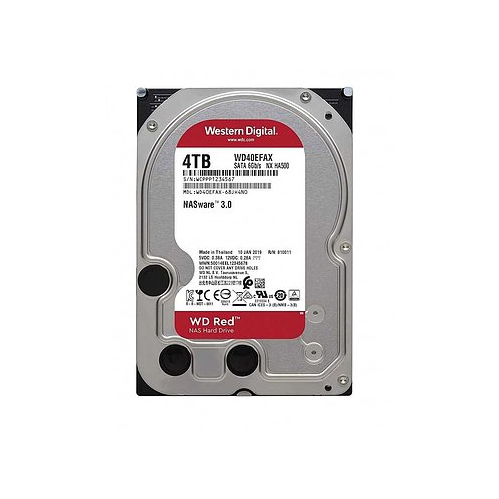 WD Red NAS 4TB 3.5” 5400RPM SATA Internal Hard Drive (WD40EFAX