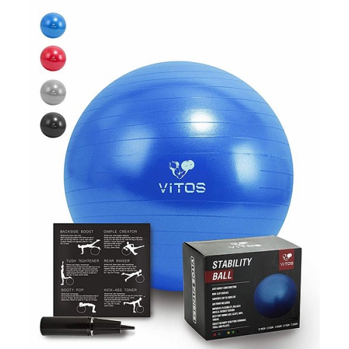 Extra Thick Non Slip Supports 2200LB for Fitness Stability Birth Balance Pilates Workout Guide Quick Pump Included Professional Quality Design Vitos Anti Burst Exercise Yoga Ball 