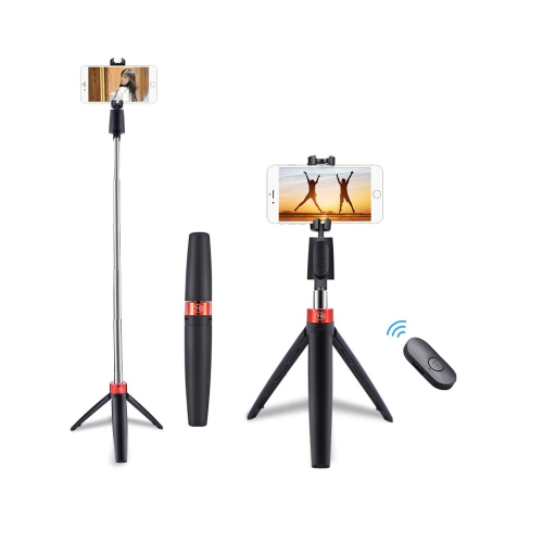Sport Camera Extendible Handheld Selfie Stick Kit with Bluetooth Remote Controller and Phone Clip for GoPro and Mobile Phone DSLR 