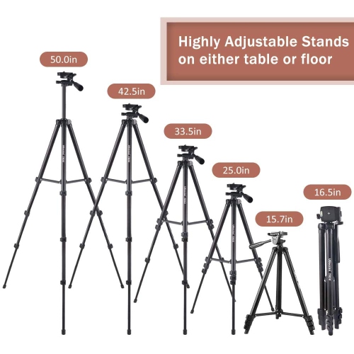 10" 25Cm Selfie LED Ring Light with 50" Extendable Tripod & Flexible Phone Holder, Upgraded Dimmable Camera Ring Light for