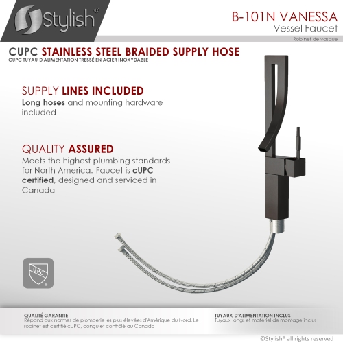 Single Hole Vessel Sink Bathroom Faucet in Matte Black, B-101N