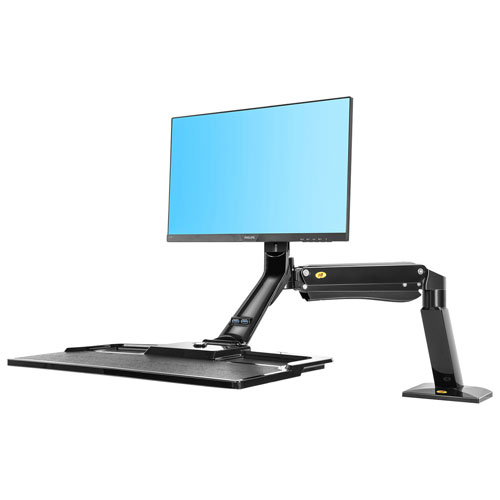 North Bayou FC40 24" - 35" Ergonomic Sit/Stand Desktop Workstation with Keyboard Tray - Black