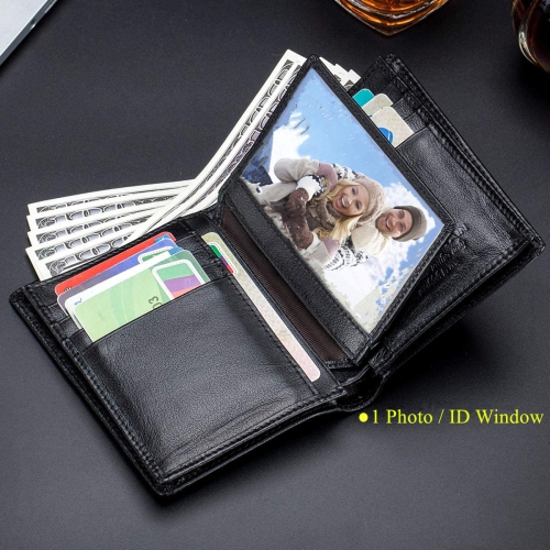 Classier Bullcaptain Large Capacity Genuine Leather Bifold Wallet/Credit Card Holder for Men with 15 Card Slots QB-027