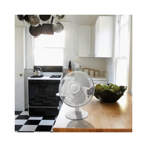 Ventilateur de table Lasko - ventilateur de table oscillant, 3 vitesses silencieuses, poignée à prise facile, inclinaison arrière, oscillation étendue