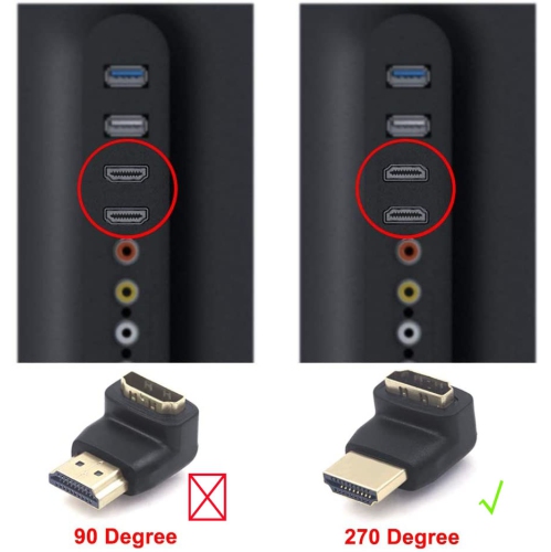 HYFAI HDMI 270 Degree Male to Female Right Angle Adapter Extension Converter 3D&4K Supported