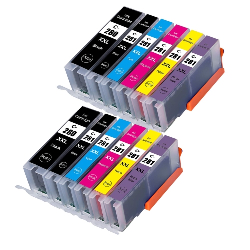TONER4U  - 12 Ink-2 Set Compatible Pgi-280Xxl, Cli-281Xxl Ink Cartridge Extra High Yield Combo Pb/bk/c/m/y/photo for Canon