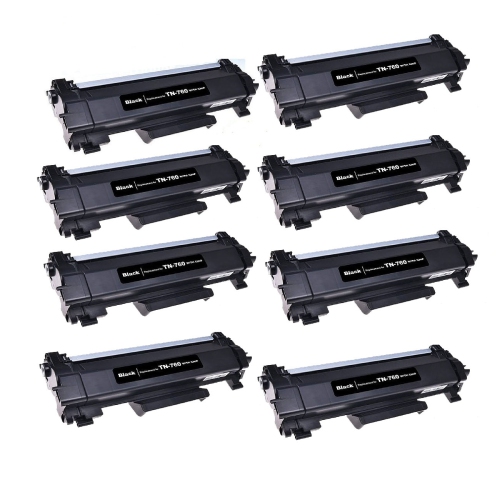 toner4U - 8 Pack High Yield Toner With Chip compatible For Brother TN760,