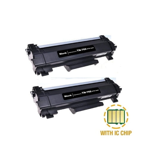 Toner4U - Paquet de 2 cartouches d’encre en poudre à haut rendement pour Brother TN760, TN-760, DCP-L2550DW, HL-L2350DW, HL-L2370DW, HL-L2370DWXL, HL