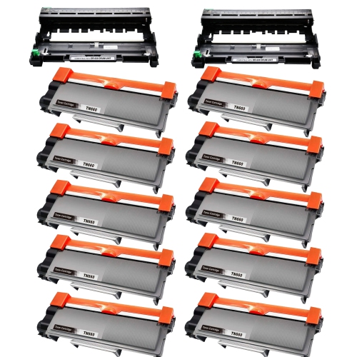 toner4U -12 Pack compatible (10 TN660+2 DR630) for Brother DCP-L2520,DCP-L2540,HL-L2380,MFC-L2700,MFC-L2720,MFC-L2740