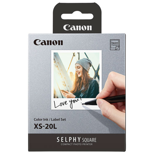 Ensemble avec encre de couleur/étiquettes XS-20L pour imprimantes Selphy Square QX10 de Canon