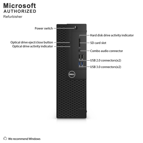 Refurbished - Dell OptiPlex 3070 SFF, Intel Six Core i5 9500 up to 4.4 GHz, 16 GB DDR4 RAM, 512 GB SSD, Windows 10 Pro 64 Bit (EN/FR/ES)