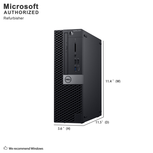 Refurbished - Dell OptiPlex 5070 SFF, Intel Six Core i5 9500 up to 4.4 GHz, 16 GB DDR4 RAM, 512 GB SSD, Windows 10 Pro 64 Bit (EN/FR/ES)