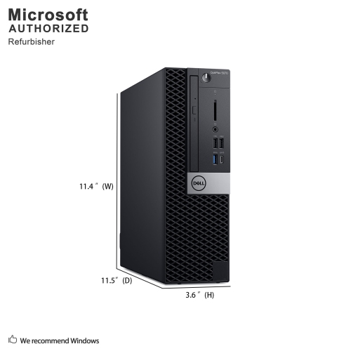 Refurbished - Dell OptiPlex 5070 SFF, Intel Six Core i5 9500 up to 4.4 GHz, 16 GB DDR4 RAM, 512 GB SSD, Windows 10 Pro 64 Bit (EN/FR/ES)