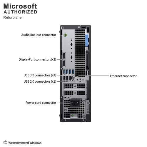 Refurbished - Dell OptiPlex 5070 SFF, Intel Six Core i5 9500 up to 4.4 GHz, 16 GB DDR4 RAM, 512 GB SSD, Windows 10 Pro 64 Bit (EN/FR/ES)