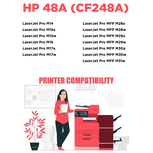 Printer Pro™ Compatible Replacement for 5 Pack HP 48A/48A/hp48/hp48A Black Toner Cartridge - HP LaserJet Pro MFP M15a M15w M16 MFP M28a MFP M28w MFP