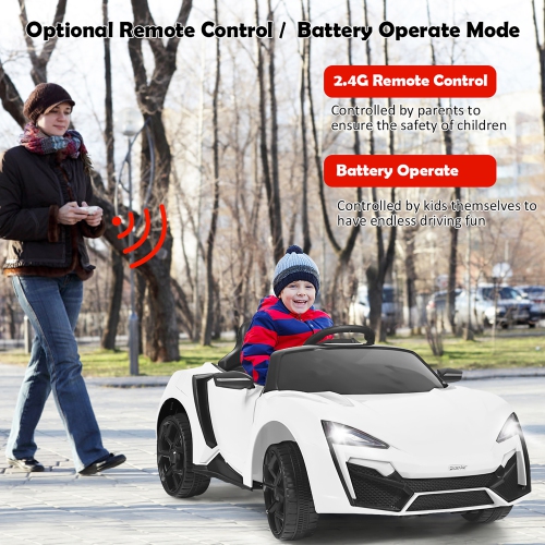 Costway 12V Kids Ride On Car 2.4G RC Electric Vehicle w/ Lights MP3 Openable Doors