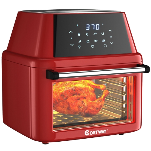 Costway Retro 8-in-1 Multi-Functional Air Fryer Oven / Dehydrator / Rotisserie w/Accessories - 19QT Capacity - Red