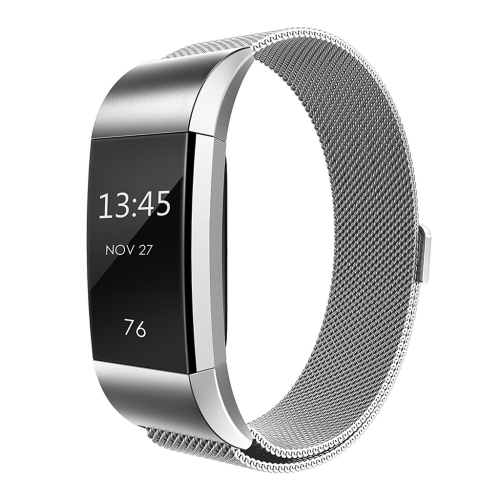 StrapsCo Stainless Steel Milanese Mesh Loop Strap for Fitbit Charge 2 - Short-Medium - Silver