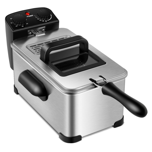 Costway 3.2 Quart Electric Deep Fryer 1700W Stainless Steel Timer Frying Basket