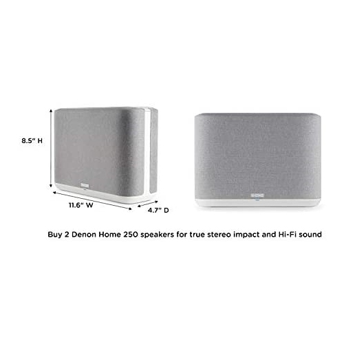 Denon Home 250 Wireless Speaker | HEOS Built-in, AirPlay 2, and Bluetooth | Alexa Compatible | Stunning Design | White