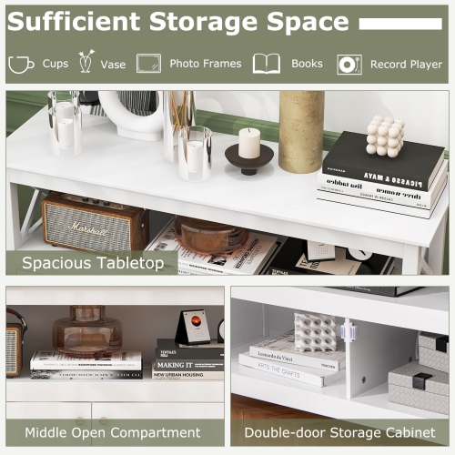 Costway TV Cabinet Freestanding Wooden Console Media Entertainment Center Living Room