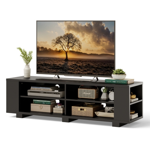 Costway 59'' Wood TV Stand Console Storage Media Center Entertainment Adjustable Shelf