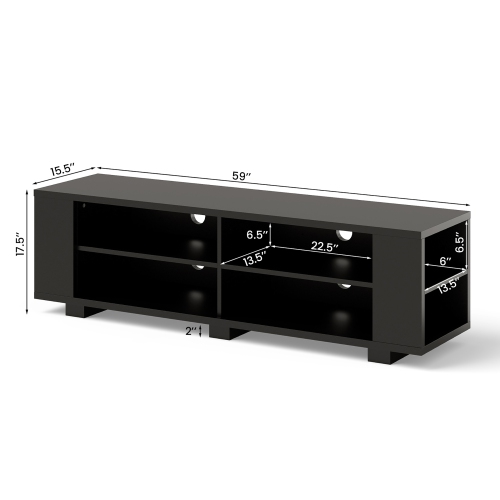 Costway 59'' Wood TV Stand Console Storage Media Center Entertainment Adjustable Shelf