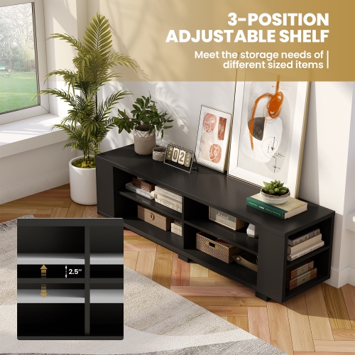 Costway 59'' Wood TV Stand Console Storage Media Center Entertainment Adjustable Shelf