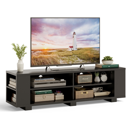 Costway 59'' Wood TV Stand Console Storage Media Center Entertainment Adjustable Shelf