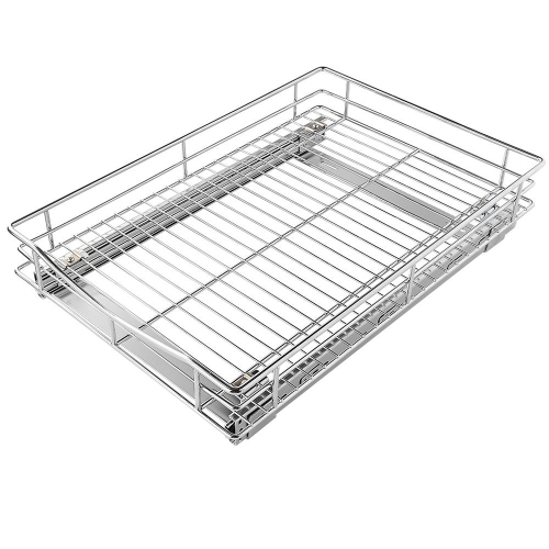 Heavy Duty Slide Out Cabinet Organizer - Pull Out Under Cabinet, Chrome, 21" x 14" x 4" - SortWise®