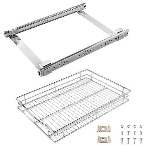 Heavy Duty Slide Out Cabinet Organizer - Pull Out Under Cabinet, Chrome, 21" x 14" x 4" - SortWise®