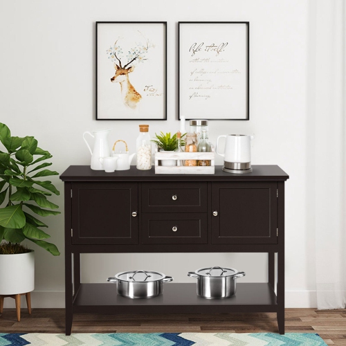 Costway Sideboard Buffet Table Wooden Console Table w/ Drawers & Storage Cabinets