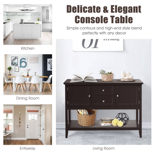Costway Sideboard Buffet Table Wooden Console Table w/ Drawers & Storage Cabinets