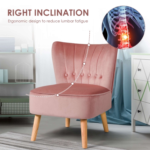 Costway Armless Accent Chair Tufted Velvet Leisure Chair Single Sofa Upholstered