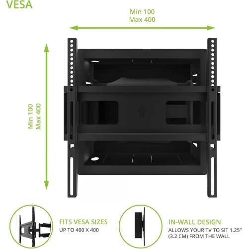 Kanto R300 Recessed In-Wall Full Low Profile Motion TV Mount for 32" - 55" TVs