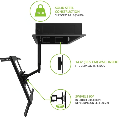 Kanto R300 Recessed In-Wall Full Low Profile Motion TV Mount for 32" - 55" TVs