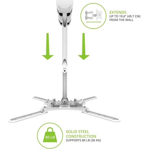 Kanto M300W Full Motion TV Wall Mount for 26" - 55" TVs - White